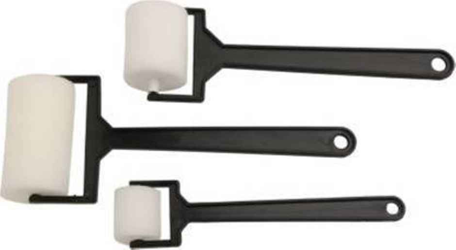 Chrome Plain Foam Roller Brushes For Painting, Art And Craft Projects, Set Of 3