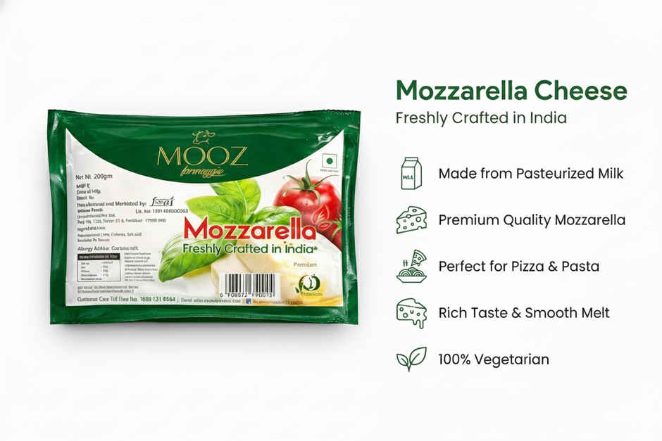 Mooz Mozzarella Pizza Cheese | Pure Milk | Safe For Kids