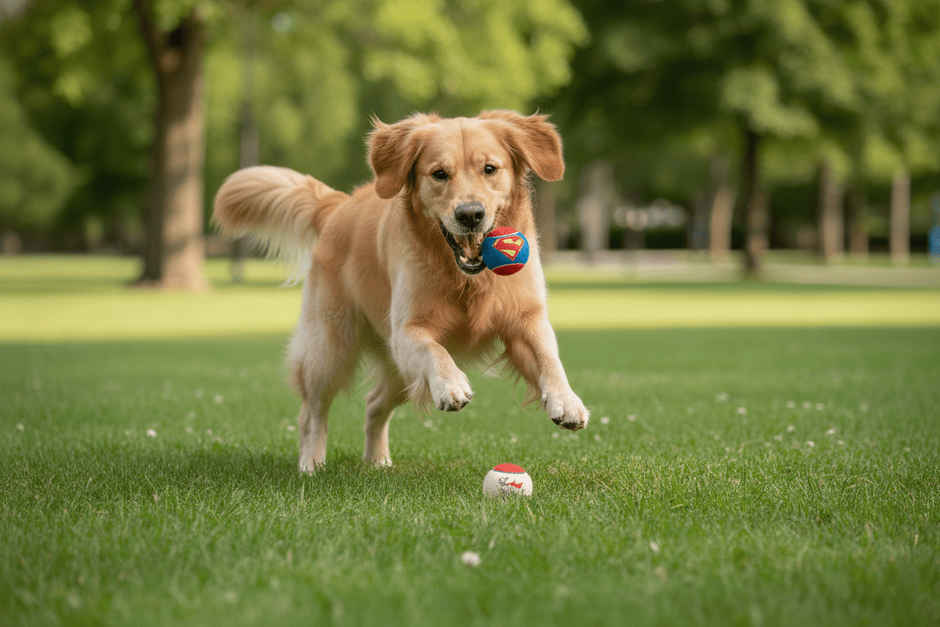 Warner Bros. Natural Rubber Tennis Ball Toy For Dog | Superman + Krypto