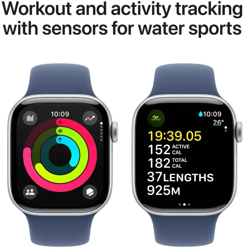 Apple Watch Series 10 GPS 42mm Silver Aluminium Case with Denim Sport Band - S/M