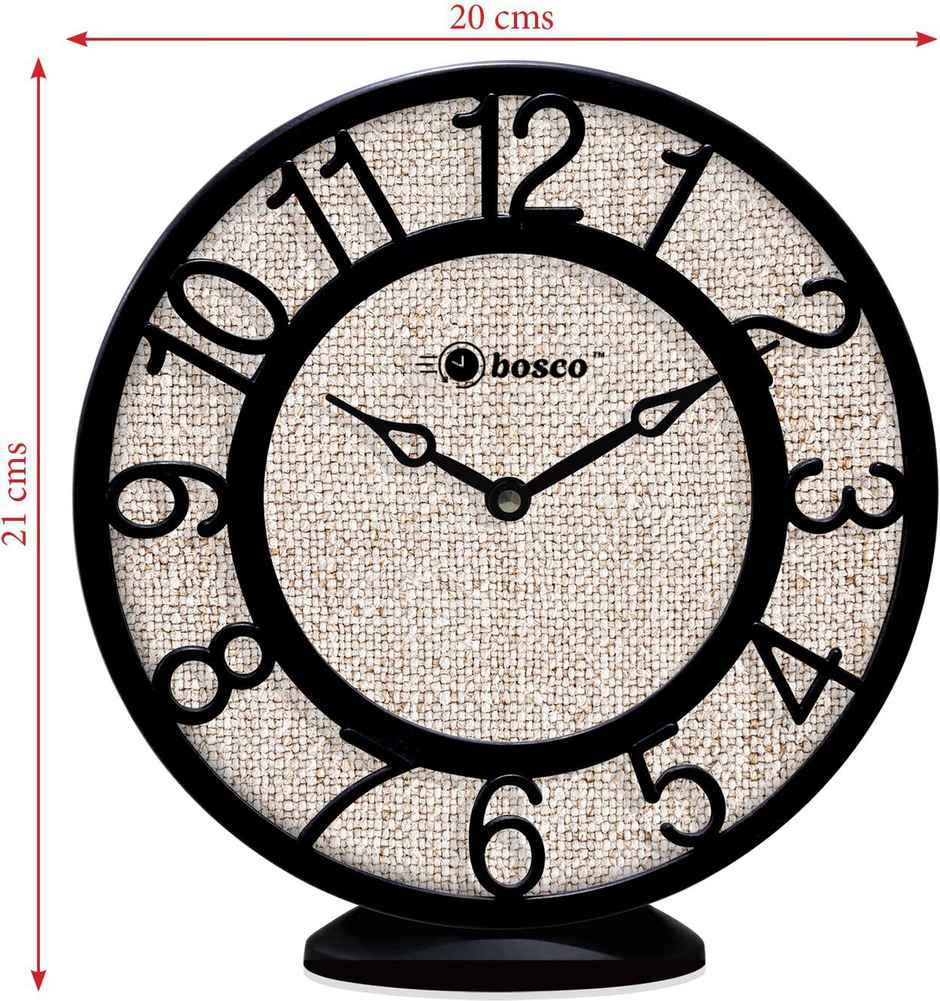 Bosco Modern Silent Black Decorative Frame 20 CM Table Cum Round Wall Clock BWC 1207