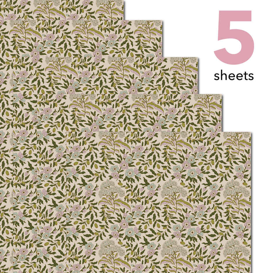 Tiger Notes Gift Wrap Botanical Garden Beige