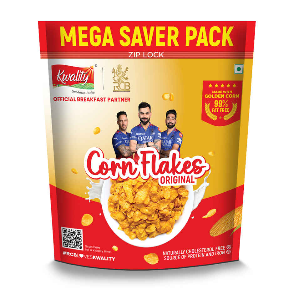 Kwality Golden Corn Flakes - Crispy And Delicious Breakfast Cereal Made With Truly Natural Corn