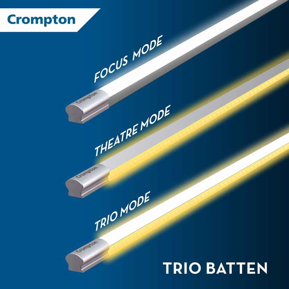 Crompton Trio 22W Batten Light(Focus Mode-White Light Theatre Mode-Yellow Light Trio Mode-Natural)