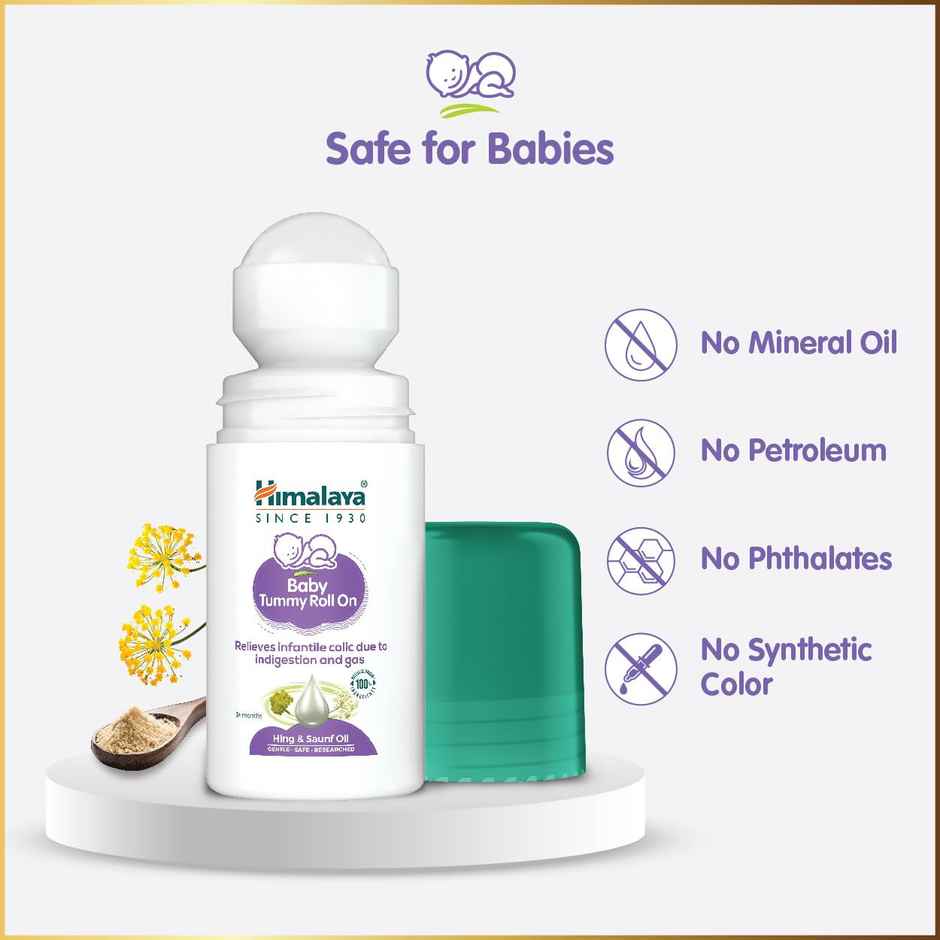 Himalaya Baby Tummy Roll On (40Ml) With 5 Natural Oils Including Hing Oil Saunf Oil Cardamom Oil