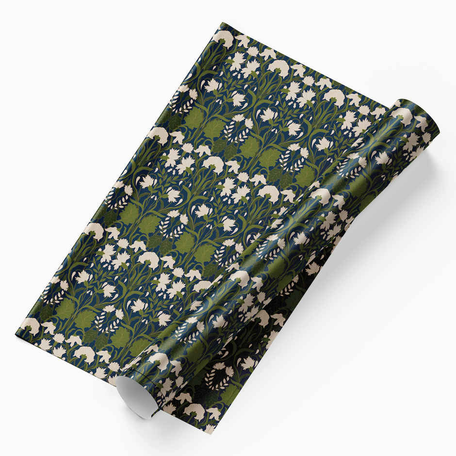 Tiger Notes Gift Wrap Botanical Flowers Blue