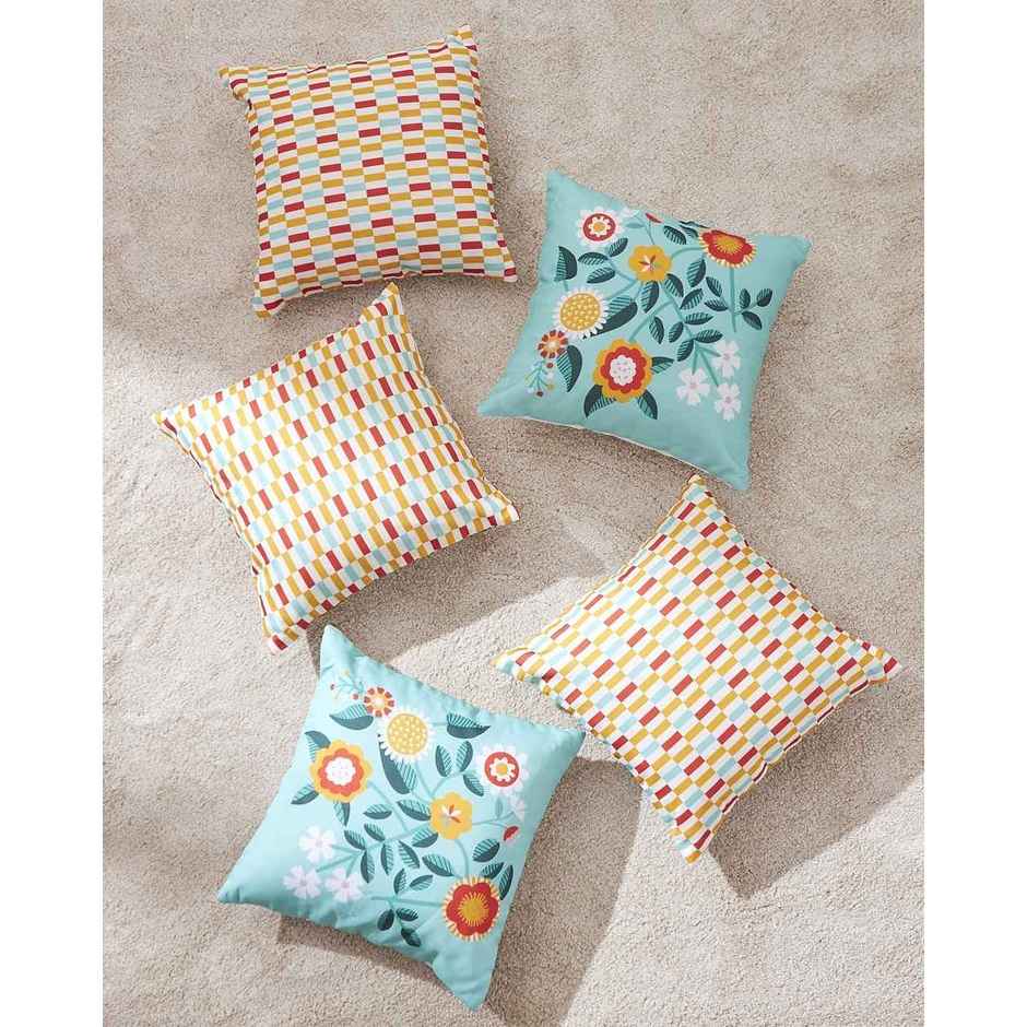 Teal By Chumbak | Floral Blush 16 inch Cushion Covers Set Of 5