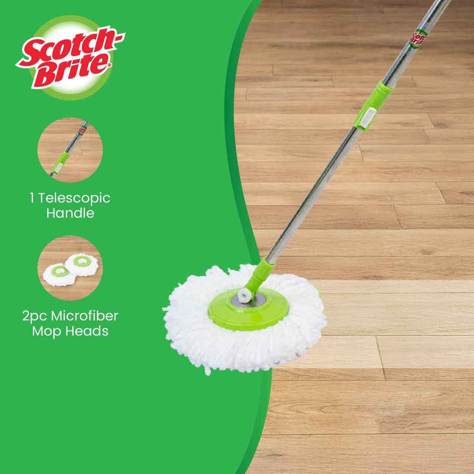 Scotch-Brite Supreme Spin Mop with Steel Spinner Bucket | Telescopic Handle & 360 Cleaning System