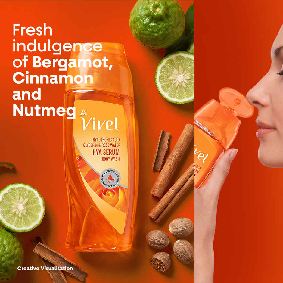 Vivel Hya Serum Body Wash Hyaluronic Acid, Glycerin and Rose Water daily Hydration Shower Gel