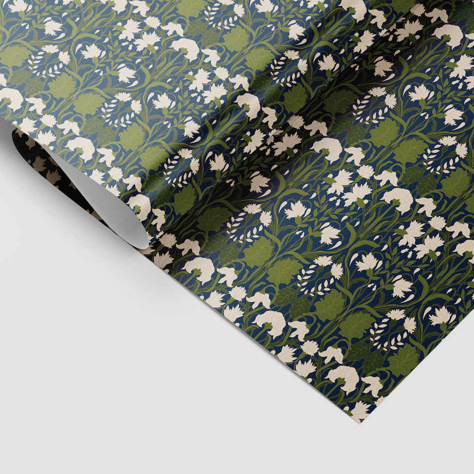 Tiger Notes Gift Wrap Botanical Flowers Blue