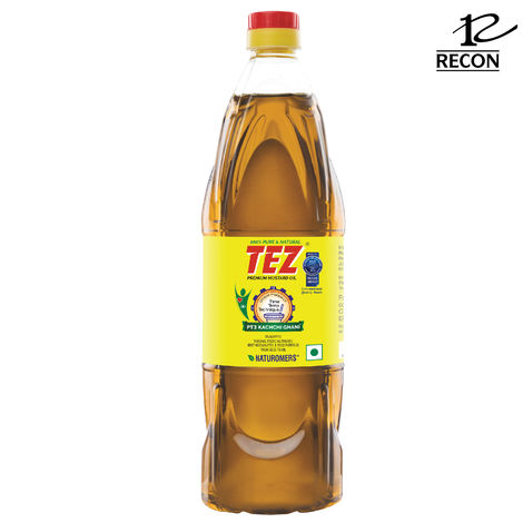 Tez Premium Kachchi Ghani Pure Mustard Oil 100% Pure and Natural, Good for Heart 500mL Bottle