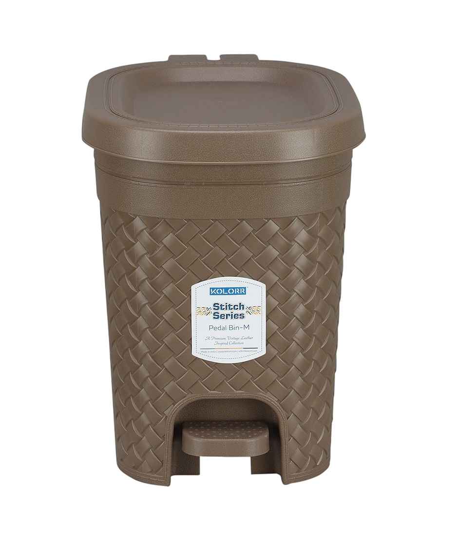 Kolorr Stitch Pedal Waste Bin Modern Design Trash Can For Home, Kitchen 7L (Lt Brown), 1 Count