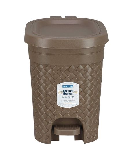Kolorr Stitch Pedal Waste Bin Modern Design Trash Can For Home, Kitchen 7L (Lt Brown), 1 Count