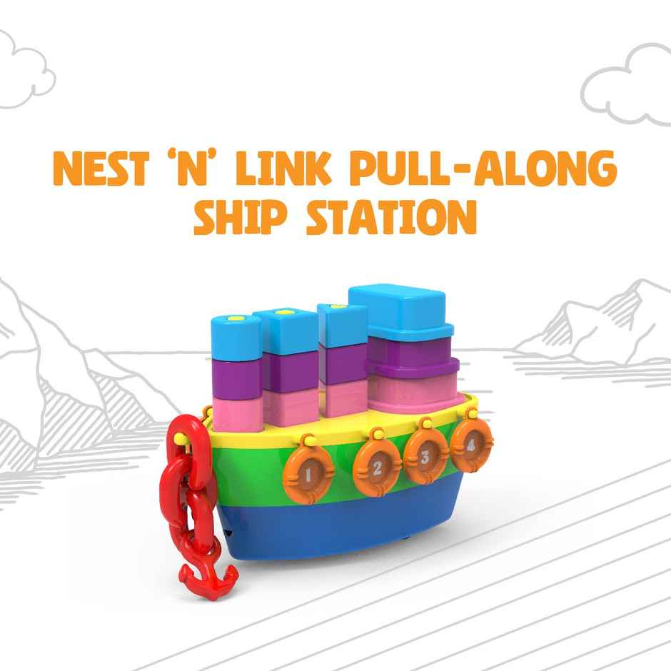 WinMagic Toys Winmagic Lil Wizards 7-In-1 Stack, Nest 'N' Link Pull-Along Ship Station