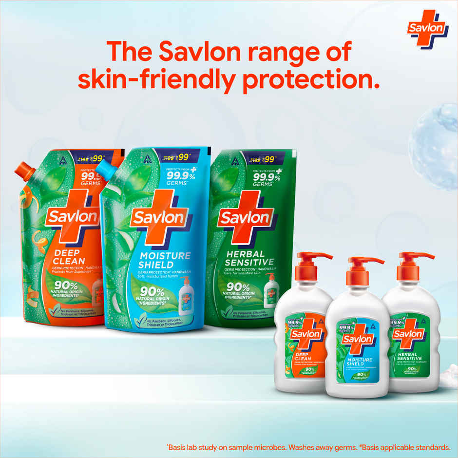Savlon Moisture Shield Handwash Refill Pack 1.3L| For soff hands| Value Pack