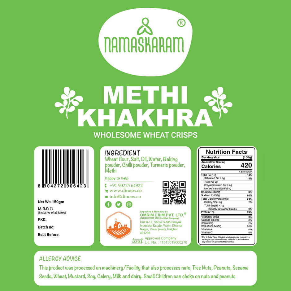Namaskaram Methi Khakhra | Savory Snack