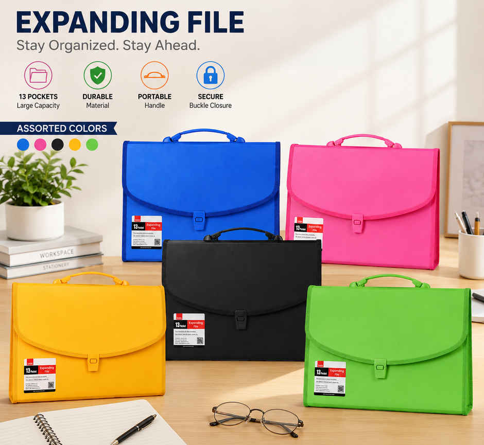 Saya Document Expanding File Bag | 13 Indexed Sections with Card Holder & Organizer Tabs