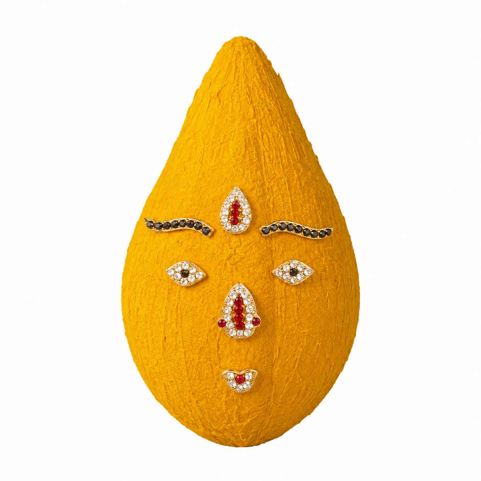 Kalash & Lakshmi Face Decoration | Stone Face Set | Premium Stone Work | Reusable Idol Alankaram | Svasti