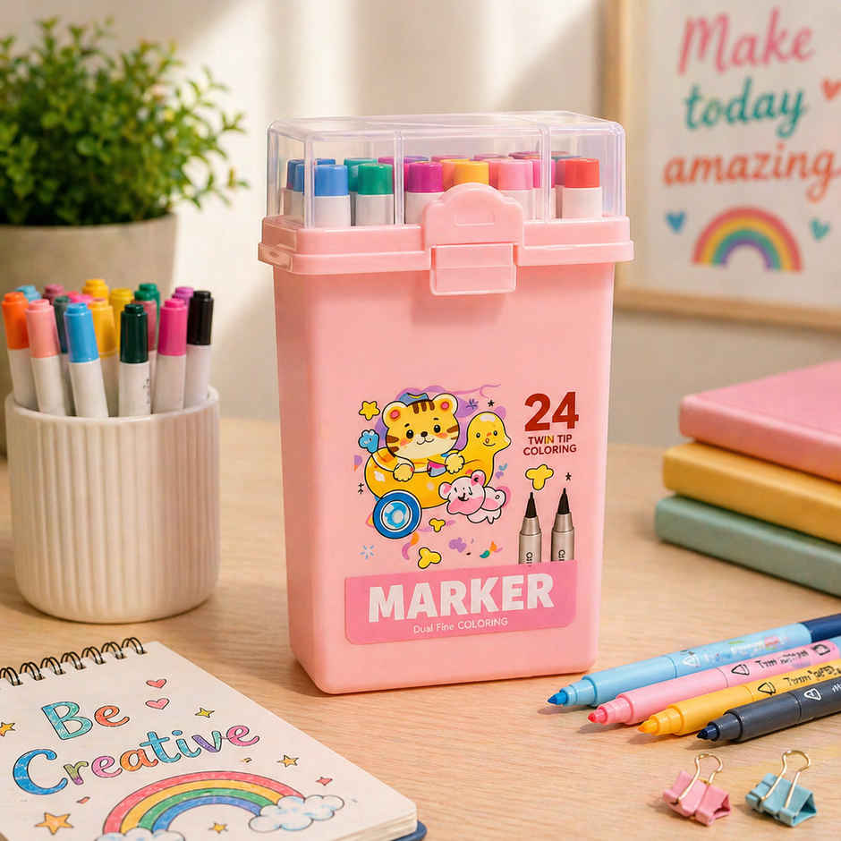 Fablue Twin Coloring Marker | 1 Pack 24 Pcs | Pink