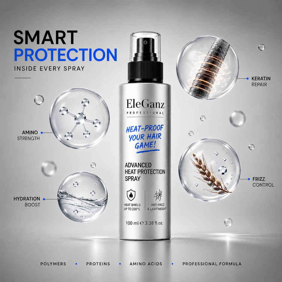 EleGanz Professional Advanced Heat Protection Spray with 24hr Frizz Control & Strength Repair