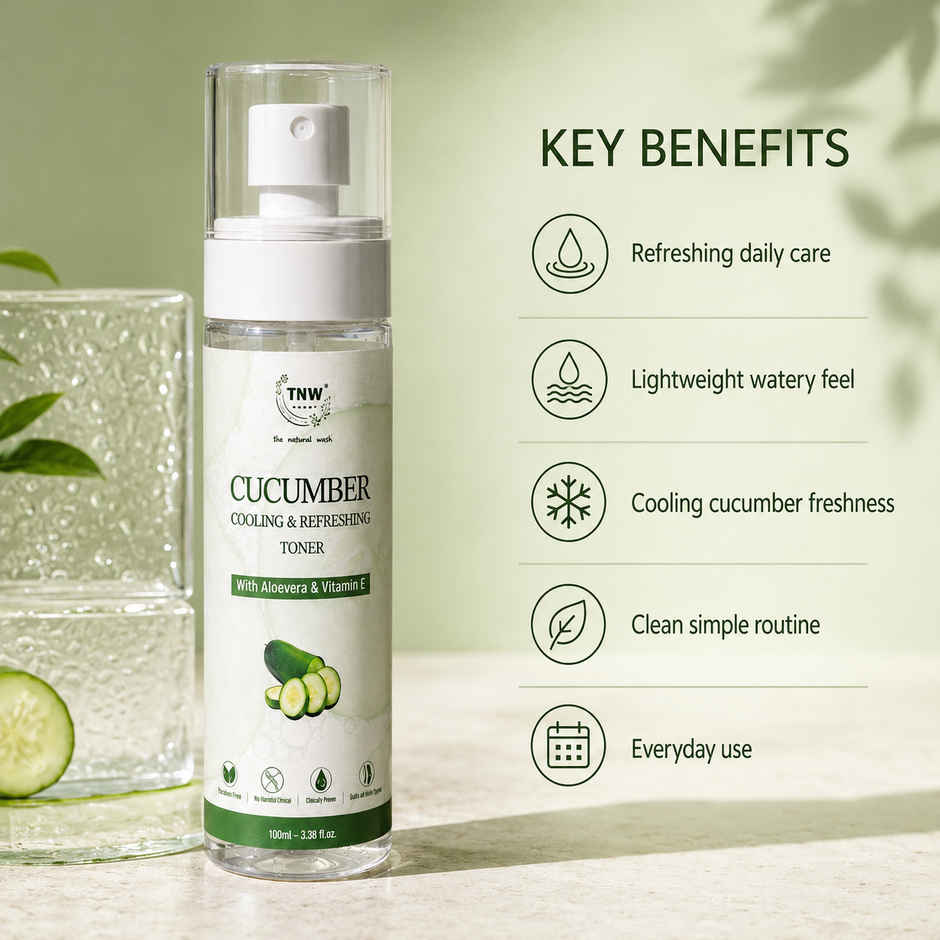 TNW The Natural Wash Cucumber Toner for Cleansing & Refreshing Skin Pore Tightening Toner with Spray Combo