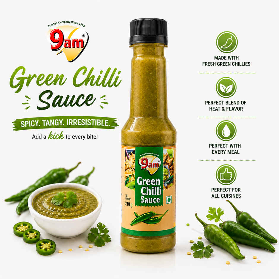 9am Green Chilli Sauce, Hot & Tangy Chilli Dip
