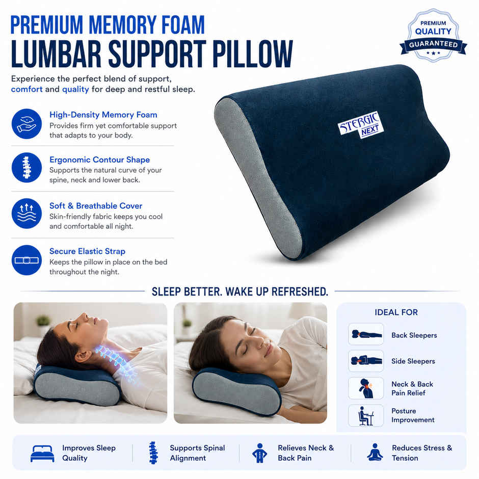 Stergic Next Cervical Pillow For Neck And Shoulder Pain Relief Ergonomic Memory Foam Pillow - Assorted