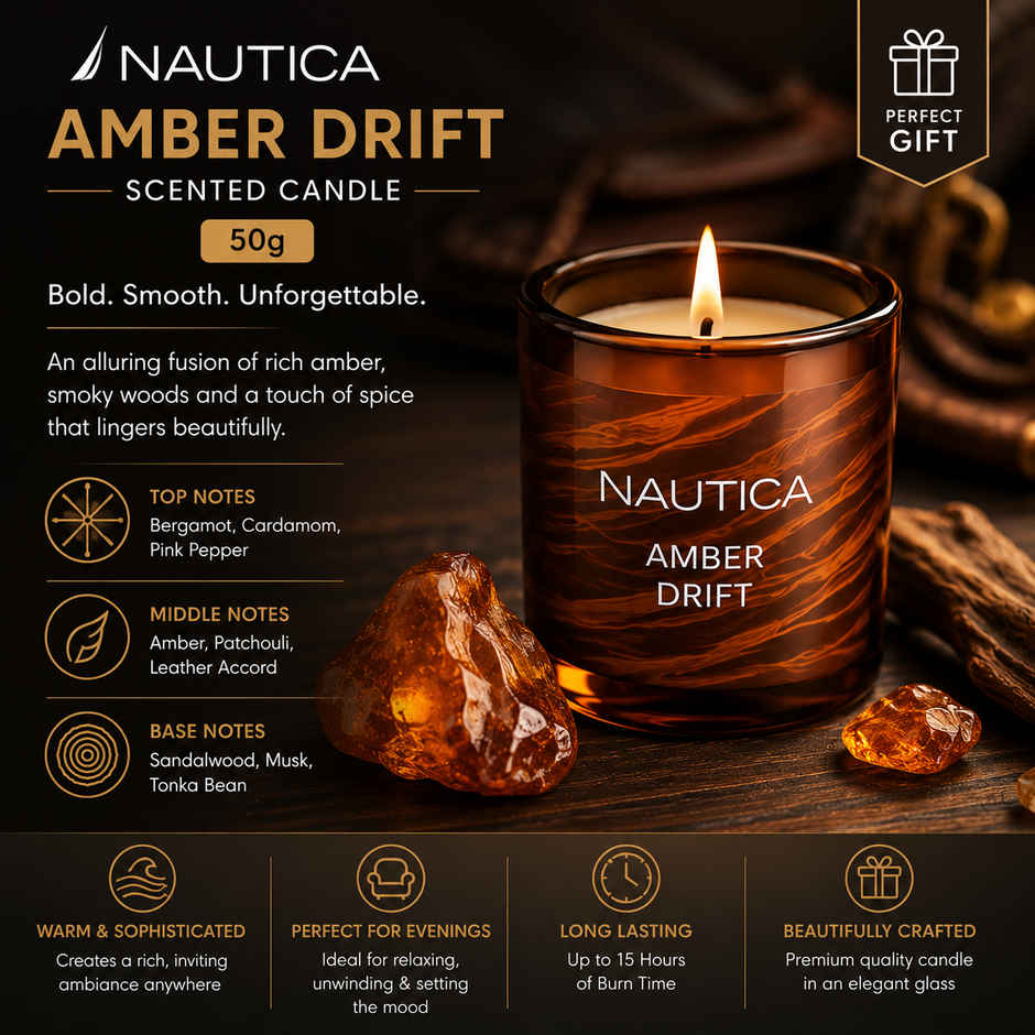 Nautica Scented Candle Gift Box Amber Drift and Spicy Vanilla