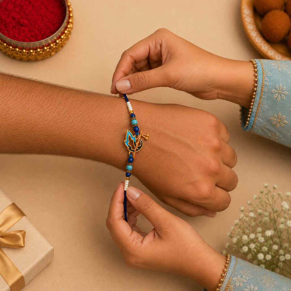 Rakhi for Brother | Krishna Mor Pankh & Bansuri | Peacock | Pack of 1 | Tomuncle