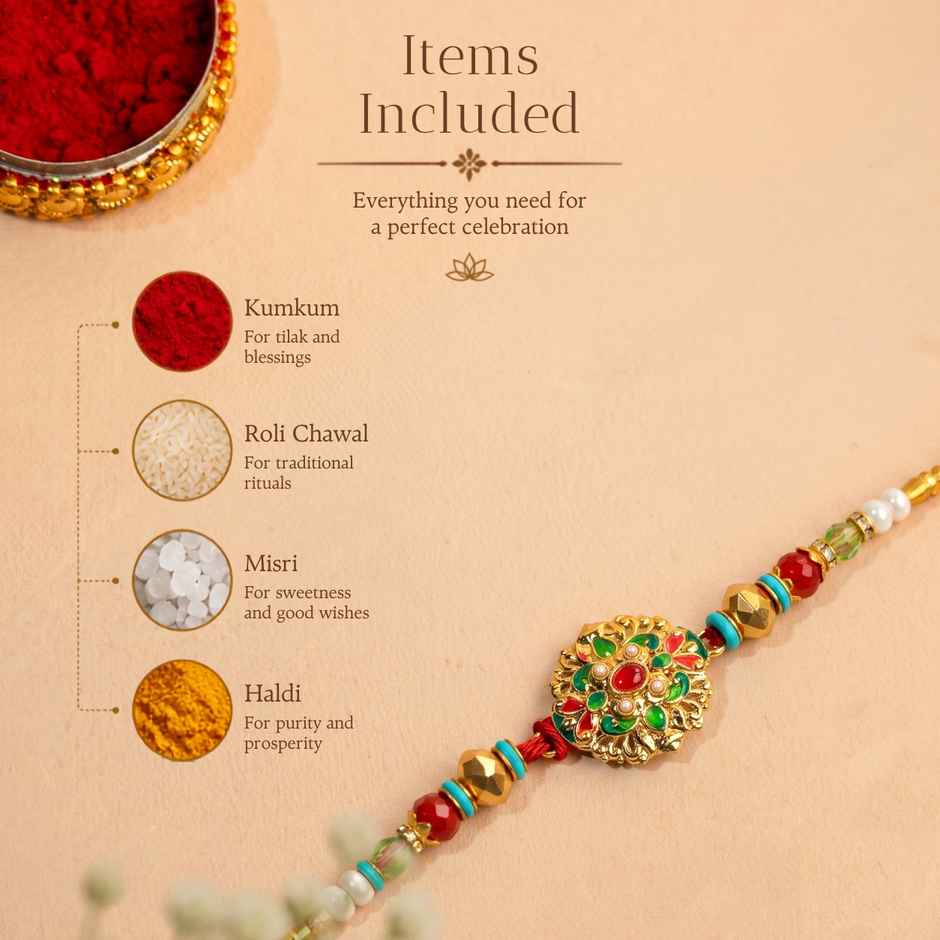 Rakhi for Brother | Classic Stone-Studded Meena | Meenakari | Pack of 1 | Tomuncle