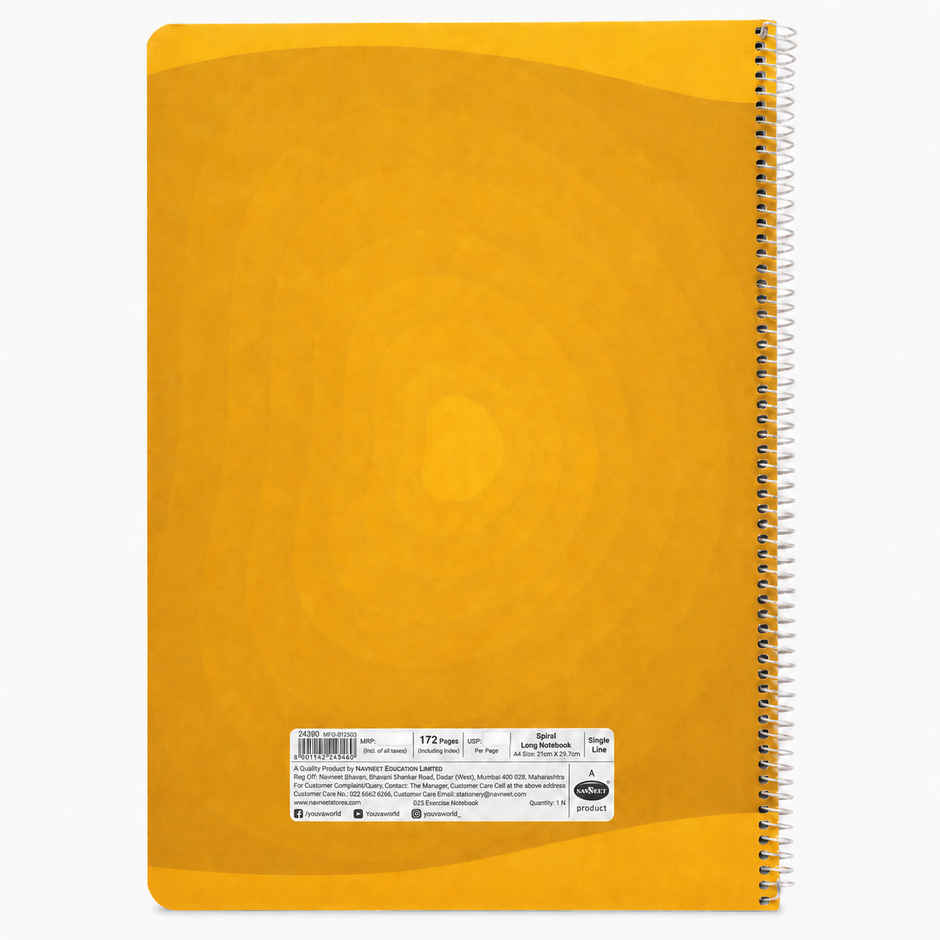 Youva by Navneet Naruto Spiral Long Notebook | A4 Size | 21 x 29.7 cm | Single Line | 172 Pages
