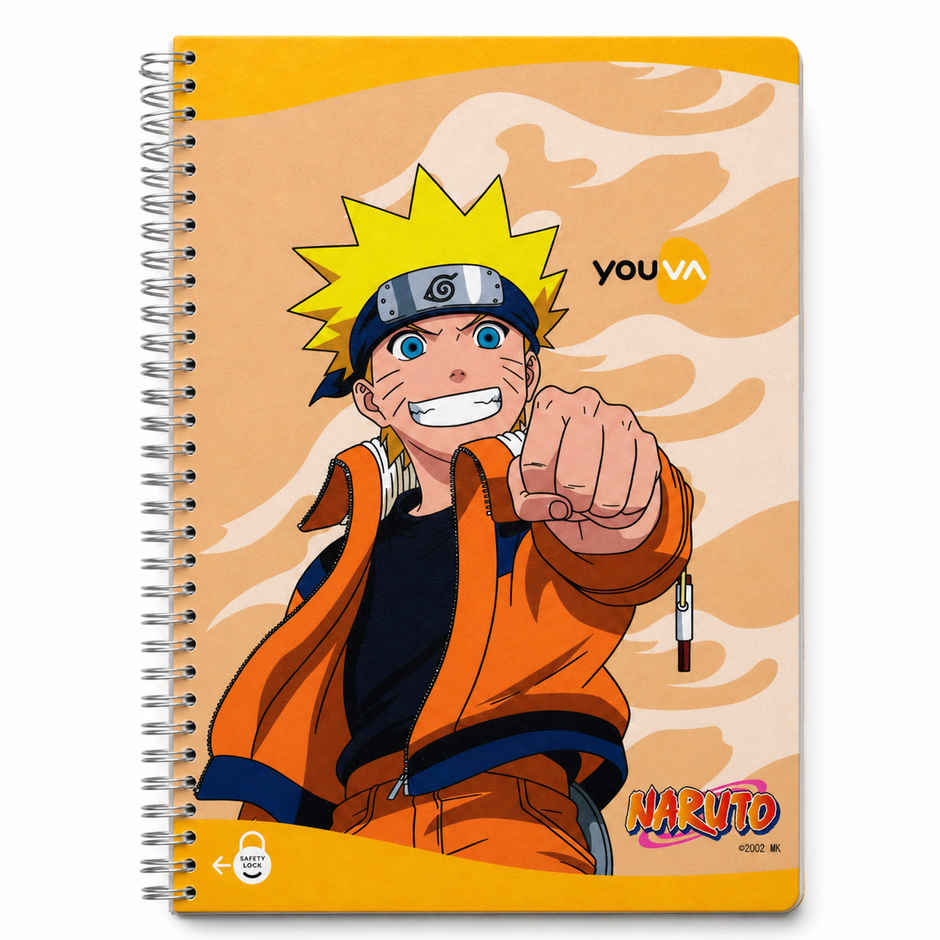 Youva by Navneet Naruto Spiral Long Notebook | A4 Size | 21 x 29.7 cm | Unruled | 172 Pages