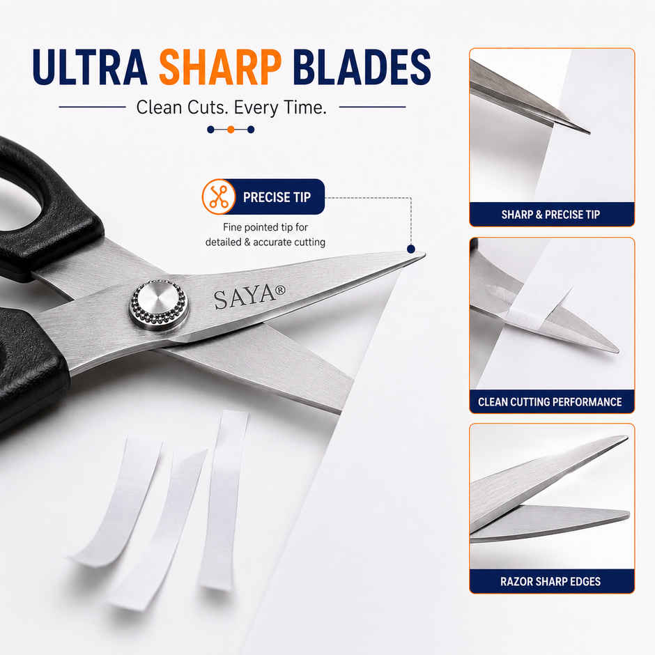 Saya Stainless Steel Scissors | 4.75 inch Precision Cutting Shears for Office, School & Crafts