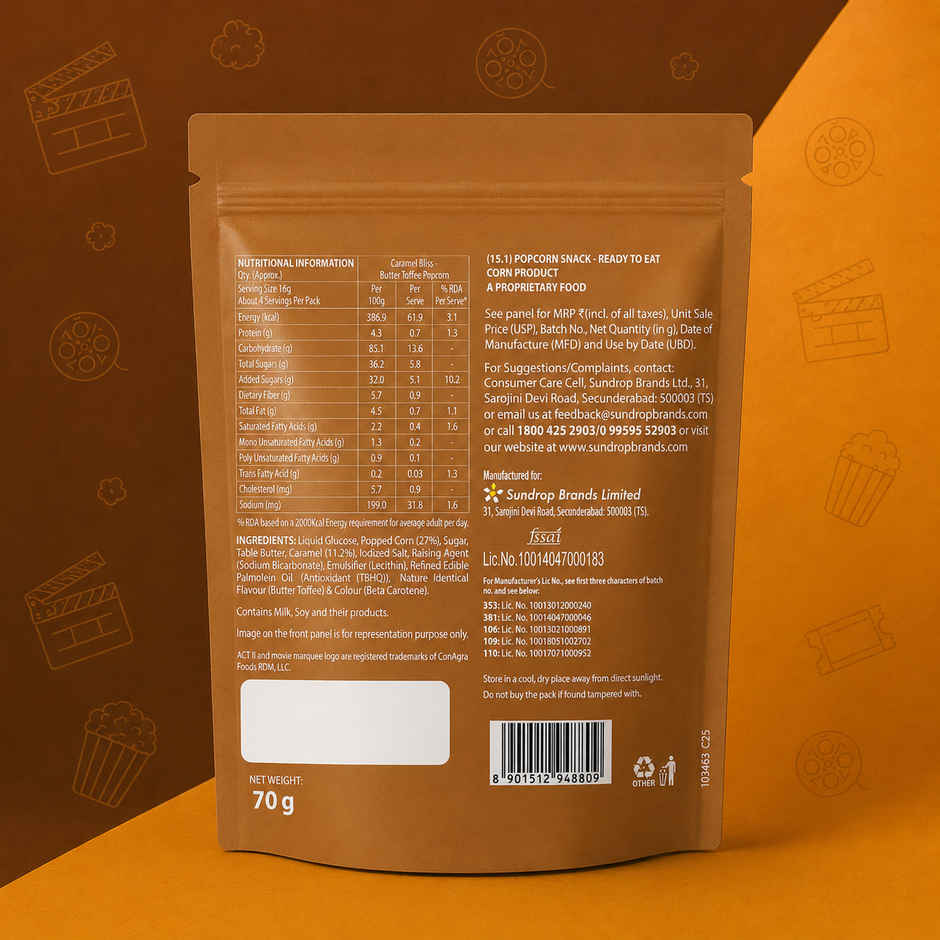 ACT II Butter Toffee Caramel Popcorn | On-the-Go Snacks | Sweet Munchies | Movie Treat