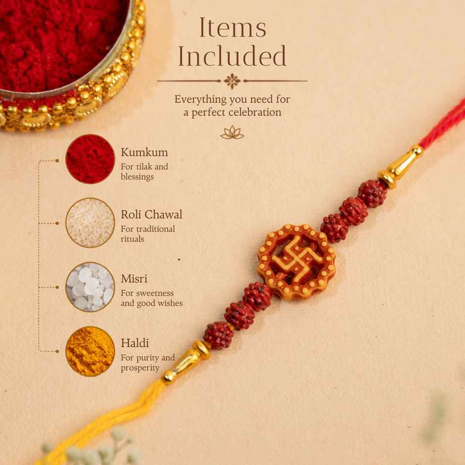 Bandhan Handmade Swastik Mauli Classic Traditional Rakhi for Brother | Religious | Pack of 1 | Bandhan