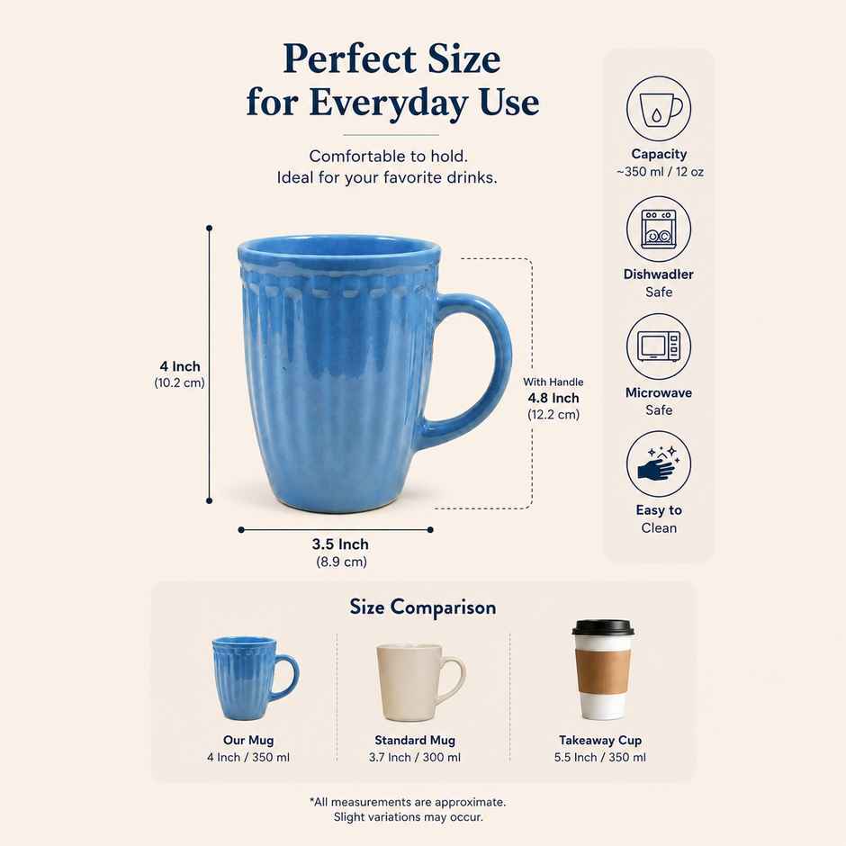 OGGN Ceramic Coffee,Tea,Milk & Mug - 280 ml | Blue
