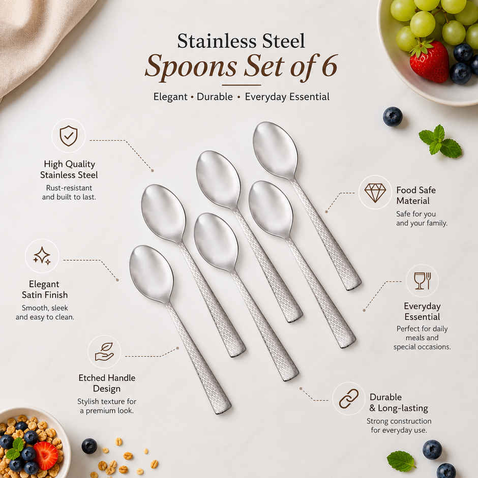 Petals 6Pcs Stainless Steel Laser Etched Master Baby Spoon