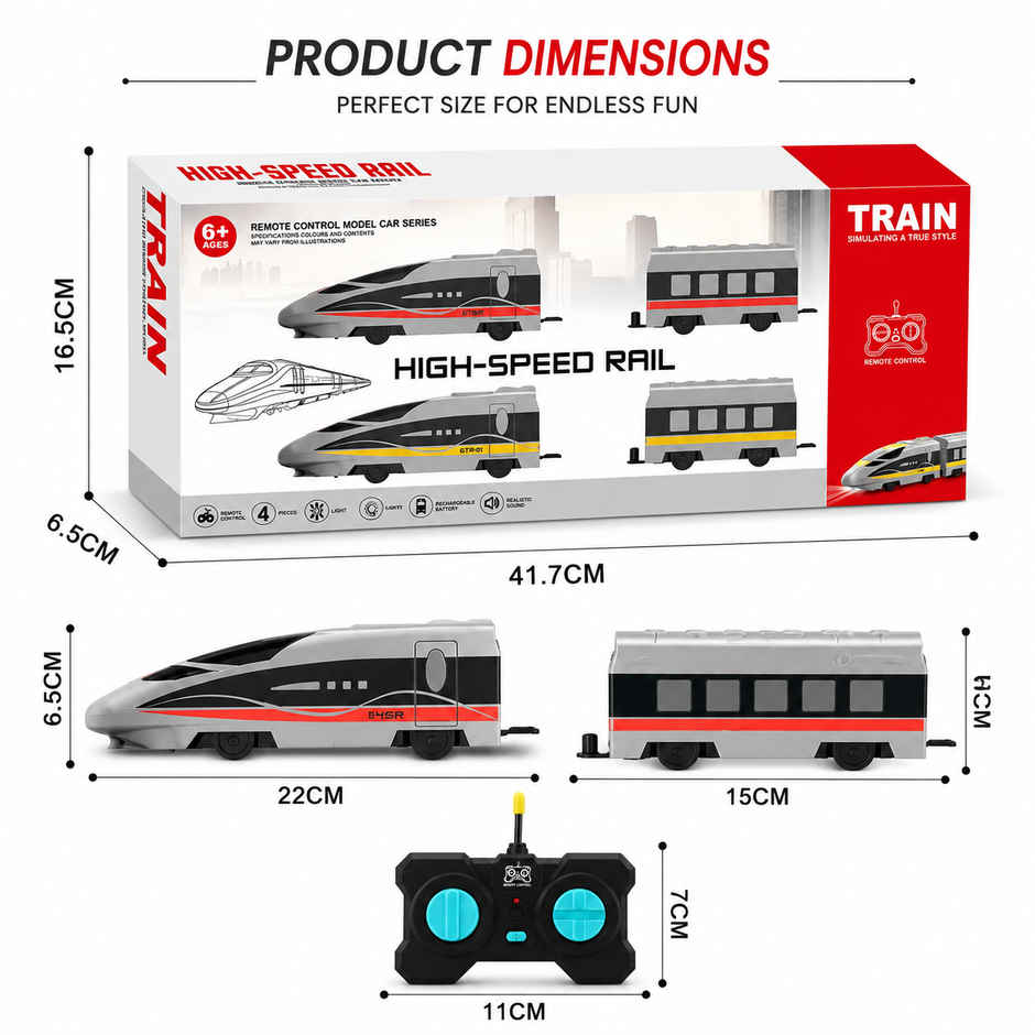 Fablue High Speed Bullet Train Toy | Rechargeable with Lights | White & Yellow