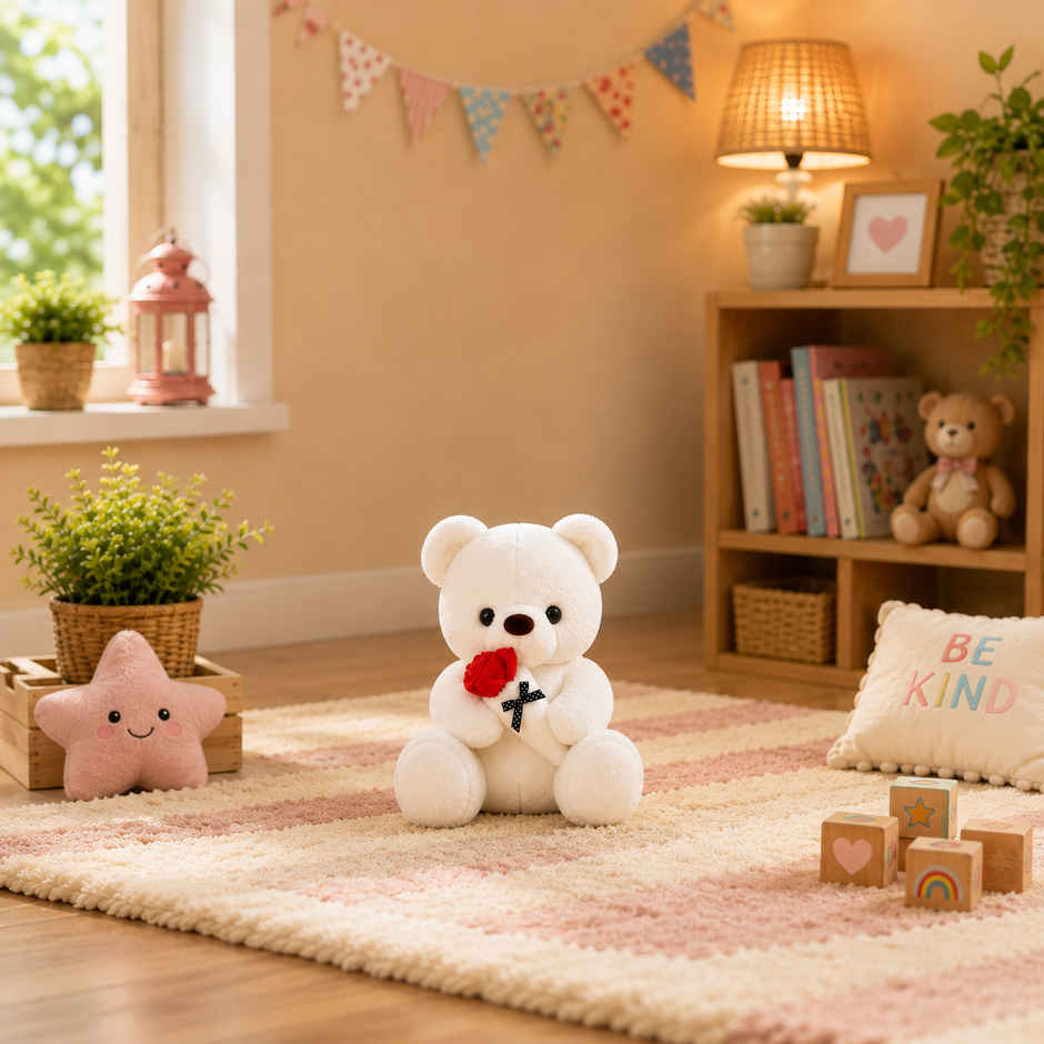 Dearjoy Teddy Bear With Rose 28 cm