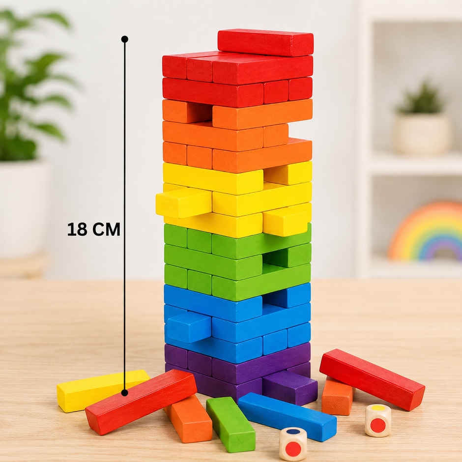 Fablue Multicolor 48 Pcs Small Wooden Numbered Stacking & Balancing Tower Puzzle Game for Kids
