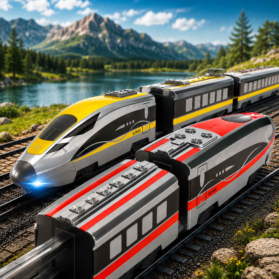 Fablue High Speed Bullet Train Toy | Rechargeable with Lights | White & Yellow