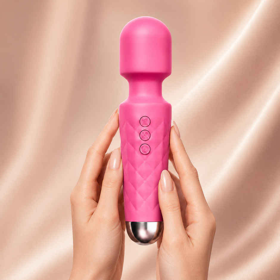 QIBOX Personal Body Massager with 20+ Vibration Patterns (Pink)