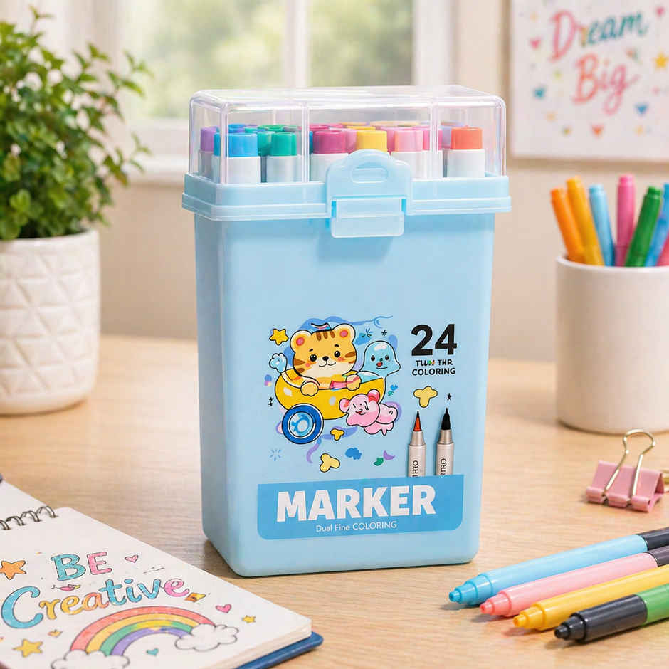 Fablue Twin Coloring Marker | 1 Pack 24 Pcs | Blue