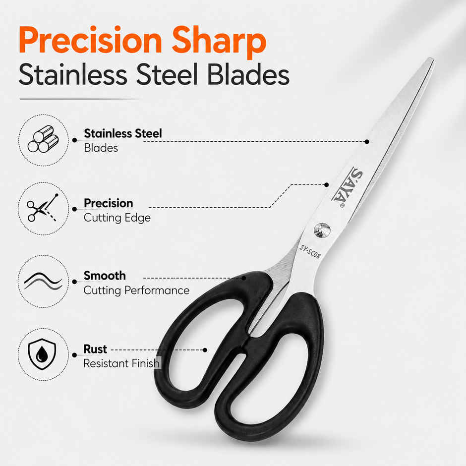 Saya Stainless Steel Scissors 8.25 inch | Precision Cutting Shears for Home & Office