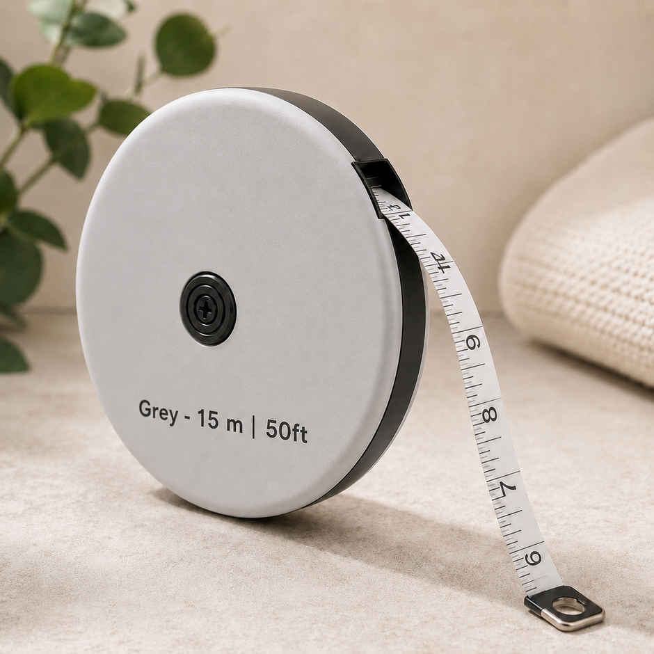 Daluci Unbreakable ABS Case Measuring Tape | Steel End Hook | Winding Handle | Grey - 15 m | 50ft