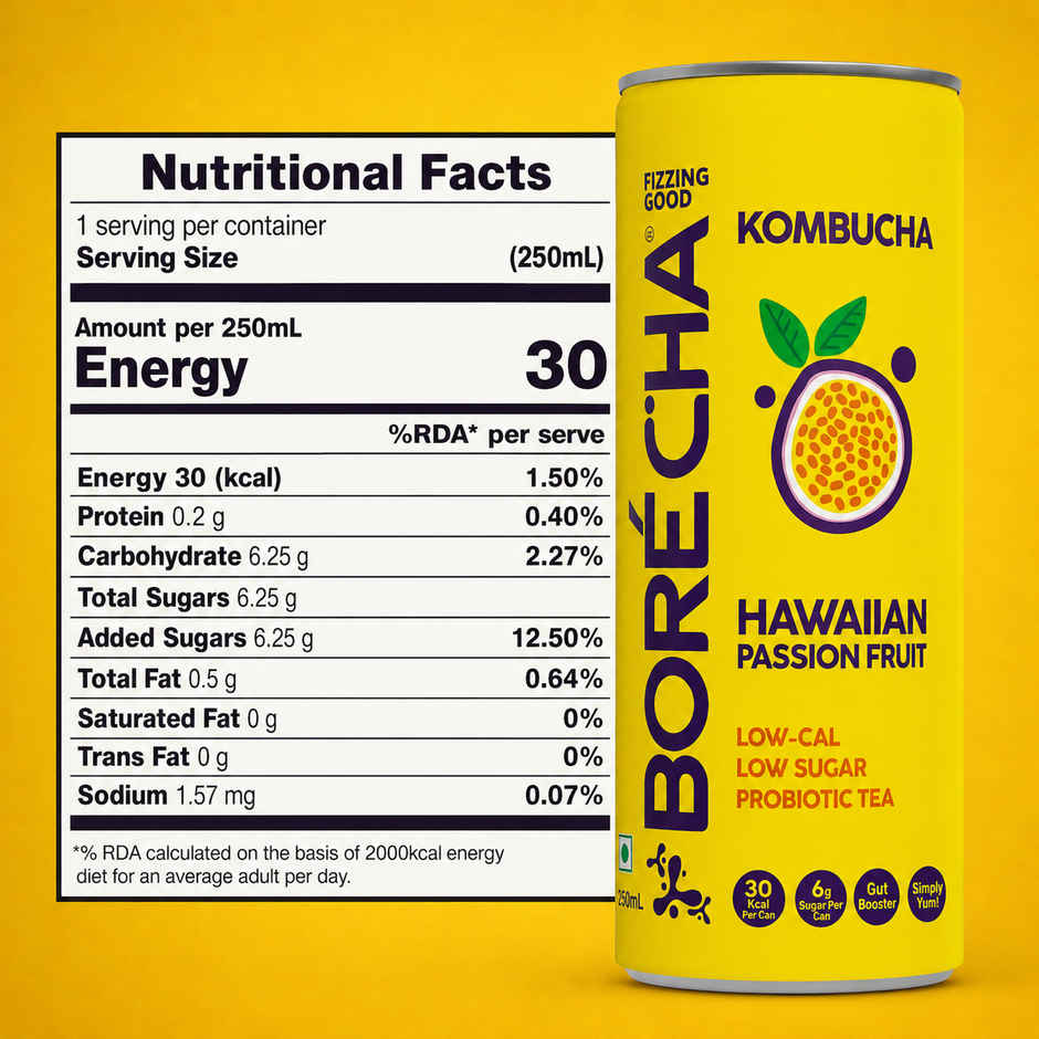 Borecha Hawaiian Passionfruit Low Sugar Probiotic Kombucha