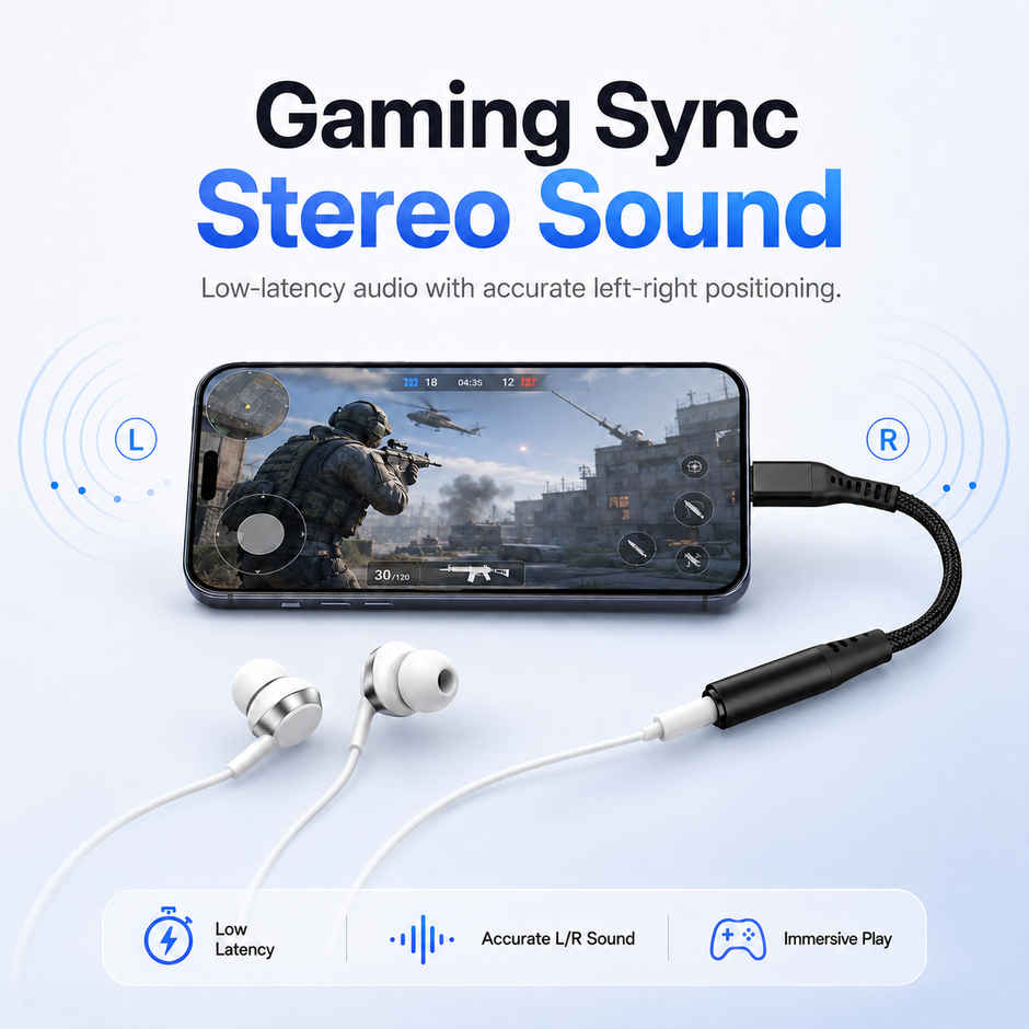 Ailkin Type-C to 3.5mm Audio Jack Connector|Adapter with DAC for Type C Phones [Black]