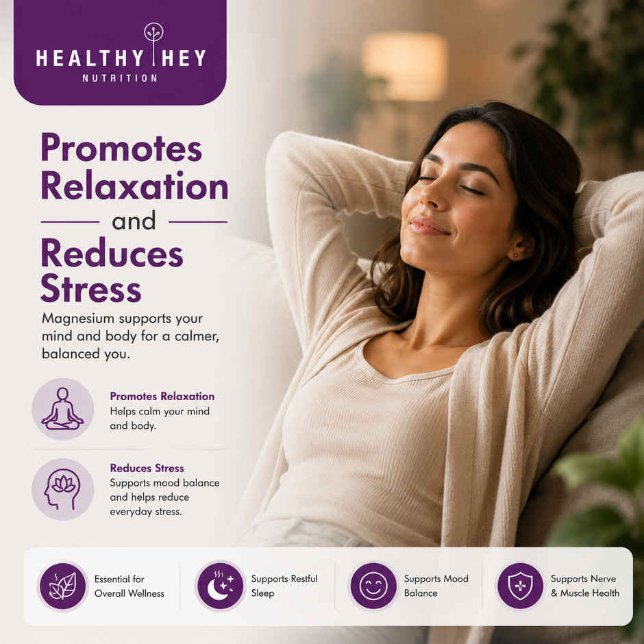 HealthyHey Nutrition Magnesium Glycinate | High Absorption | For Sleep, Cramps & Nerve Health | Veg