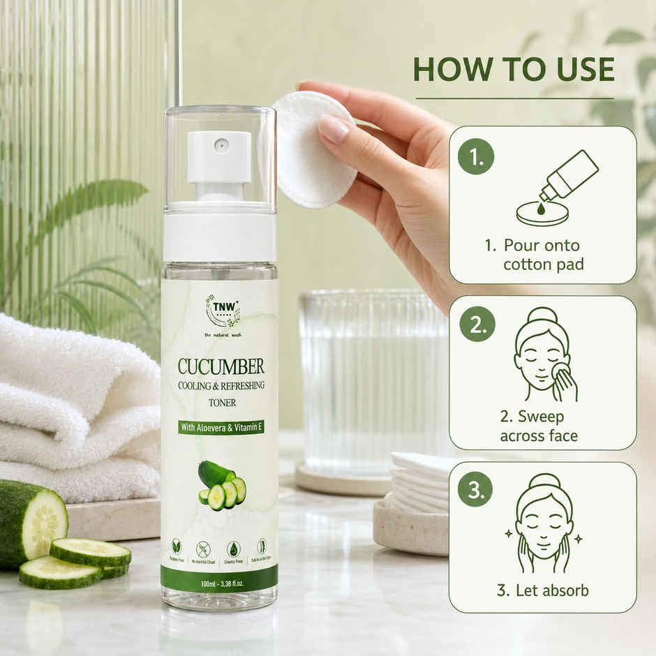 TNW The Natural Wash Cucumber Toner for Cleansing & Refreshing Skin Pore Tightening Toner with Spray Combo