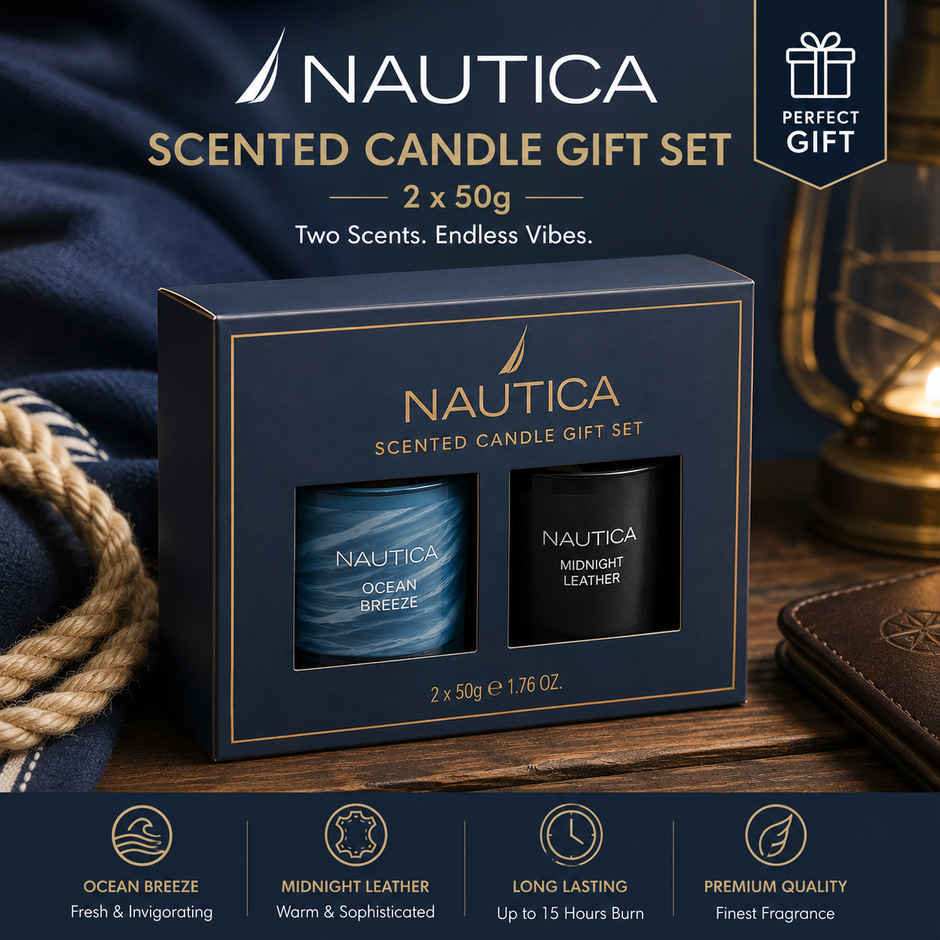 Nautica Scented Candle Gift Box | Ocean Breeze & Midnight Leather